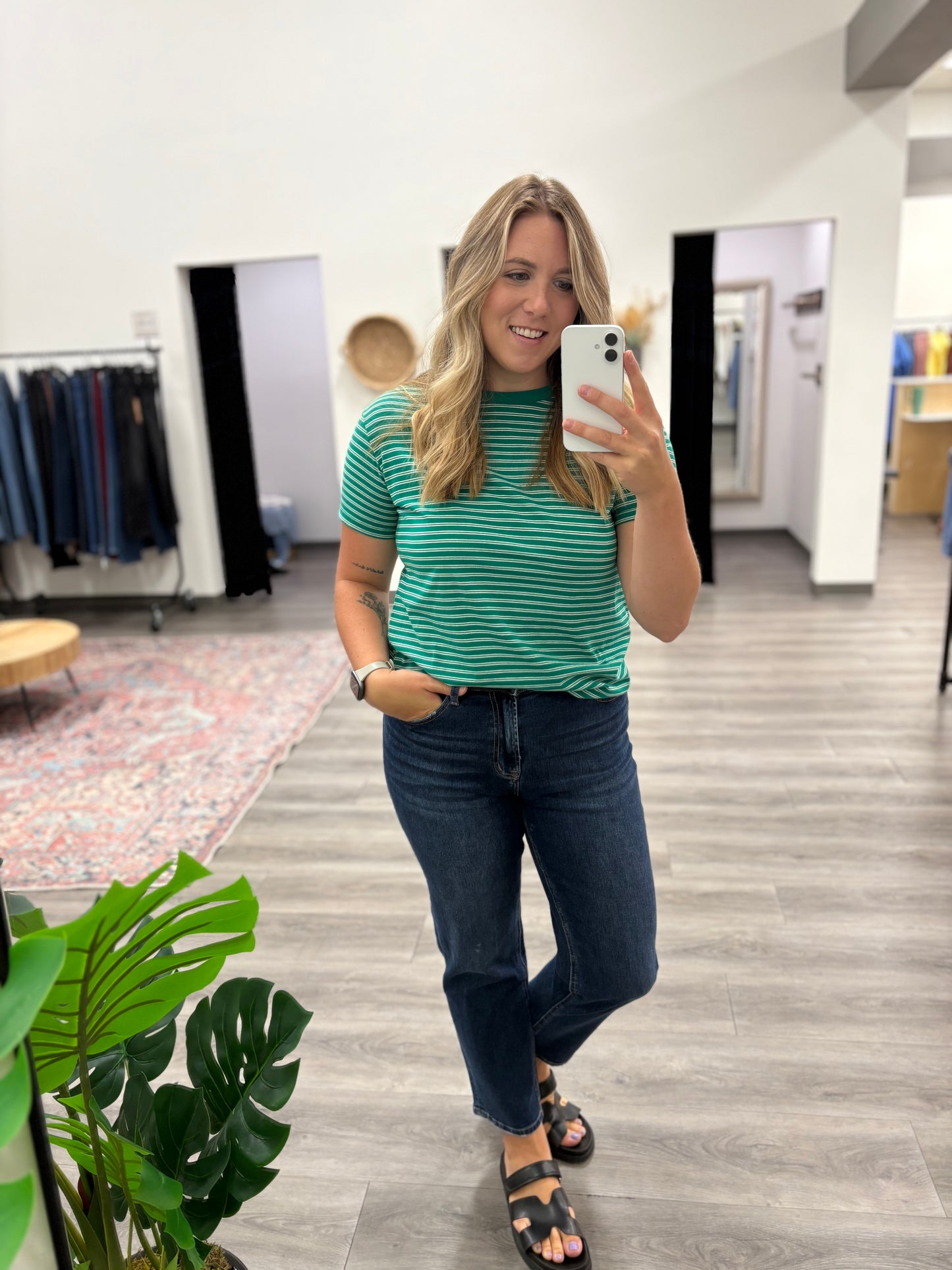 Round Neck Striped Tee