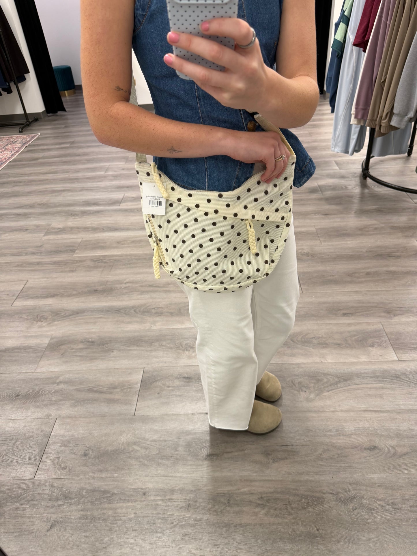 Polka dot crescent bag