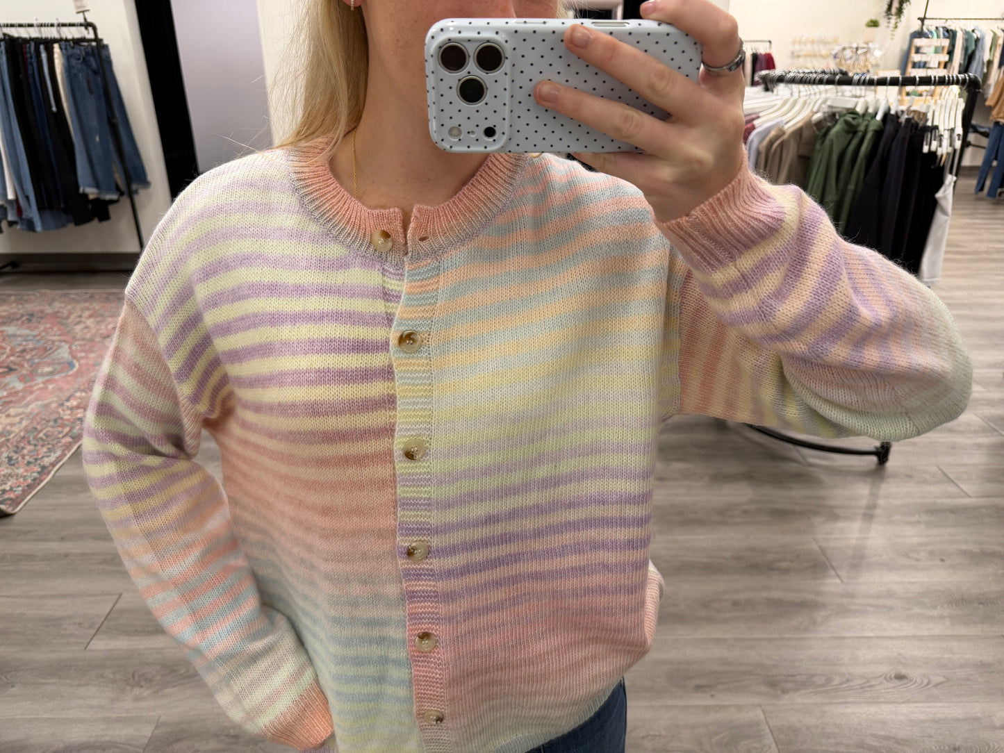 Striped Button Down Cardigan