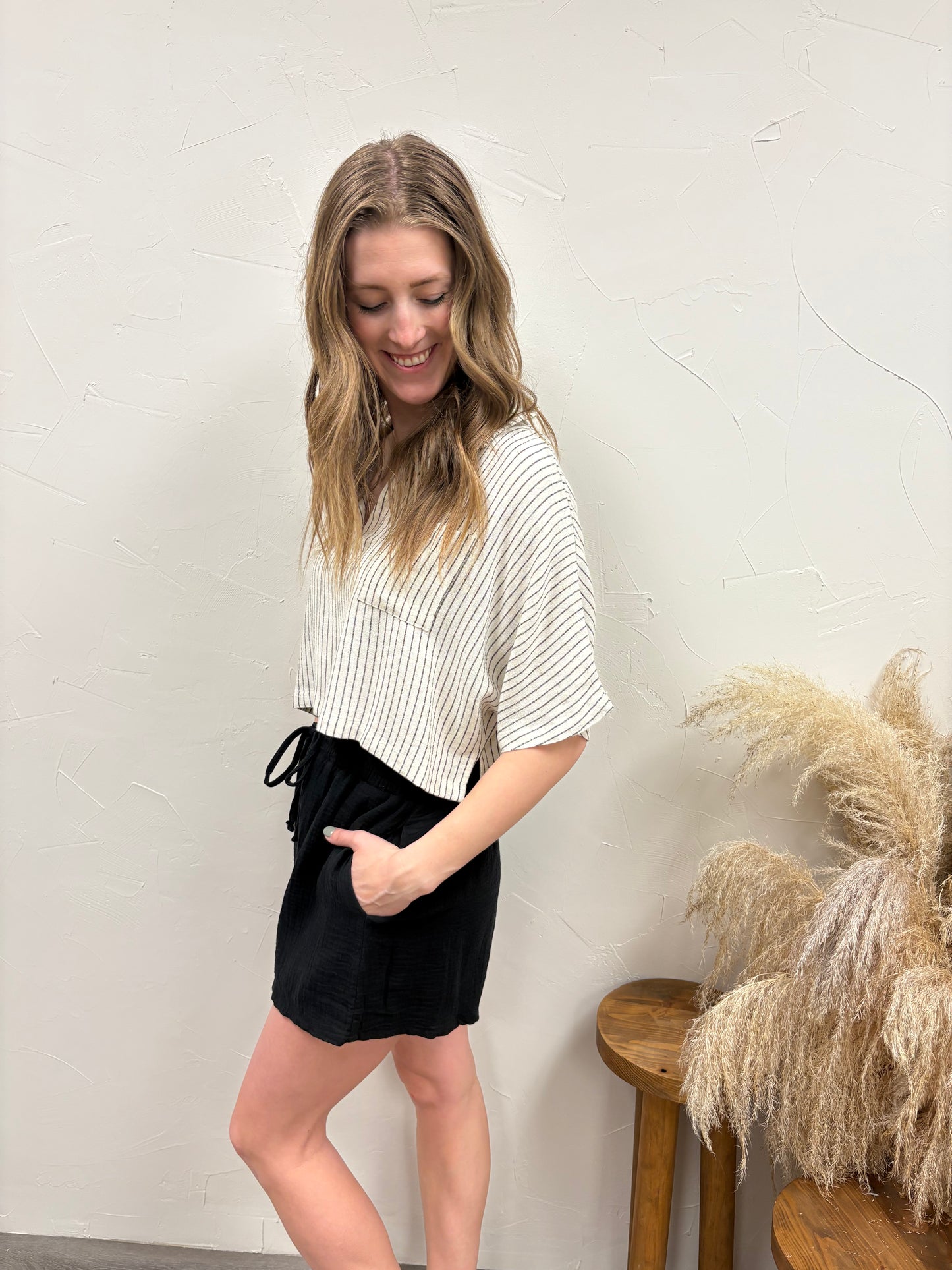 Striped Half Sleeve Top