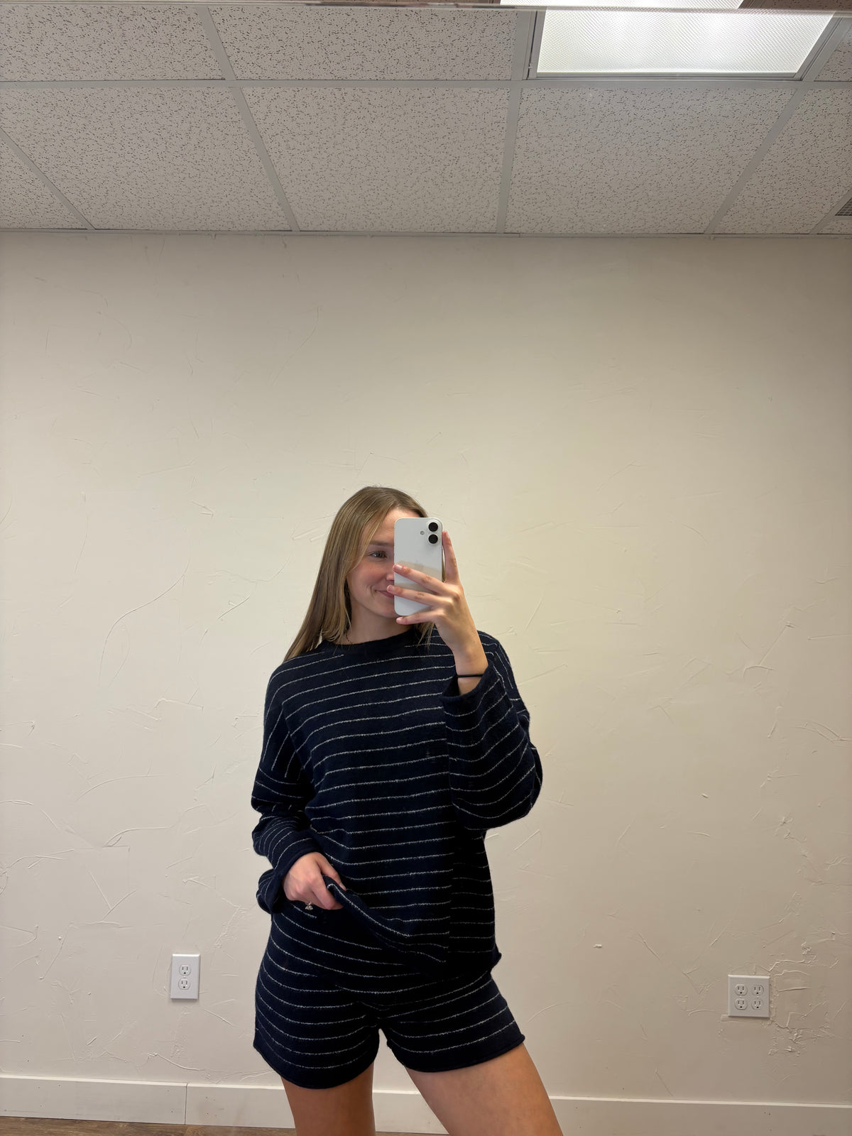 Striped Sweater Knit Mini Shorts