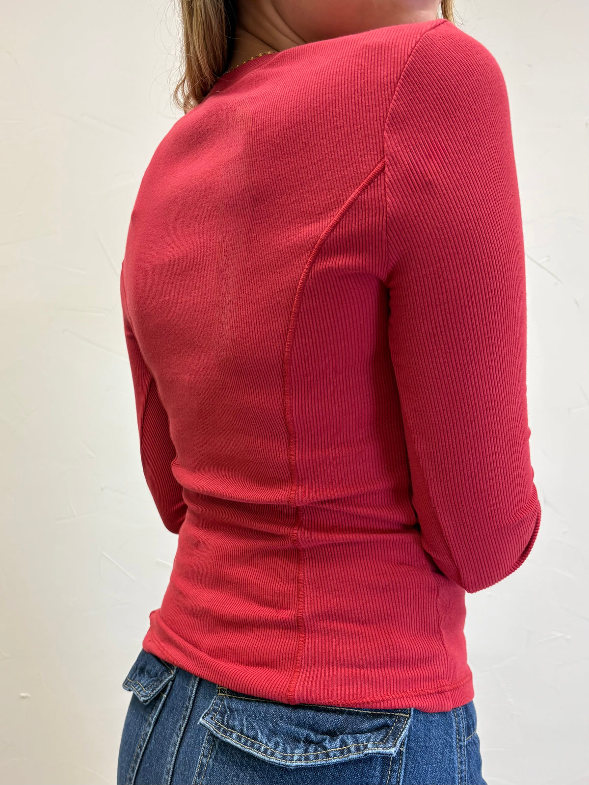 Pigment Dye Seam Detail Scoop Neck Top
