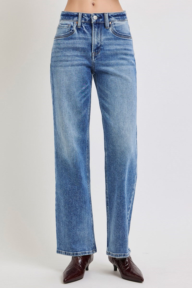 Belle Mid Rise Ankle Straight Risen Jeans