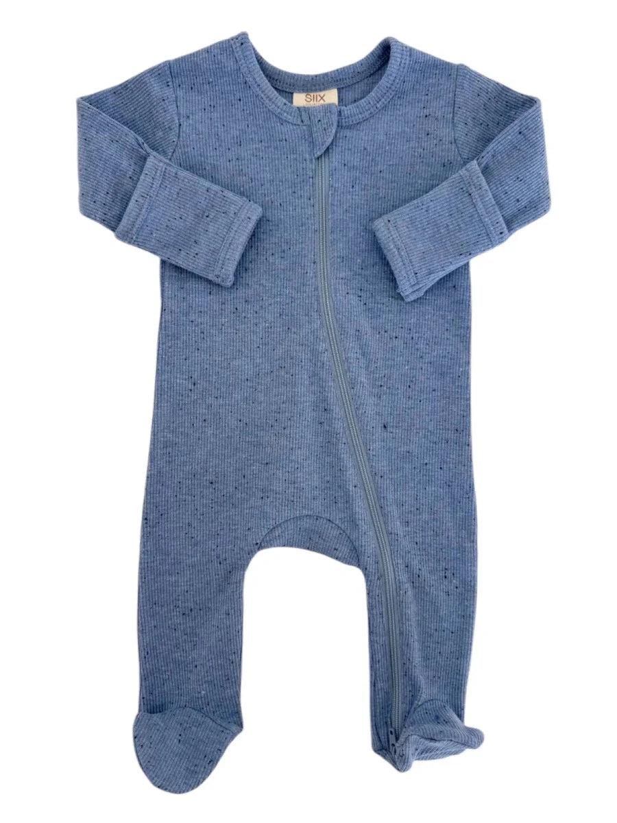 Blue Speckle / 2-Way Zip Footie - Three:Twelve Boutique - SIIX COLLECTION