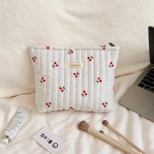 Cute Cherry Print Portable Make Up Bag Midi