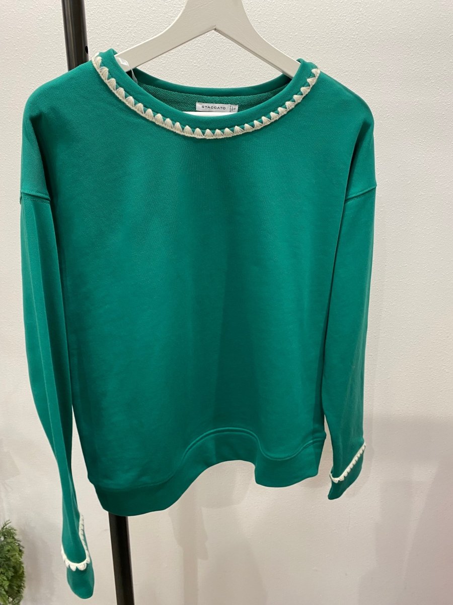 Contrast Color Blanket Stitch Sweatshirt - Three:Twelve Boutique - Staccato