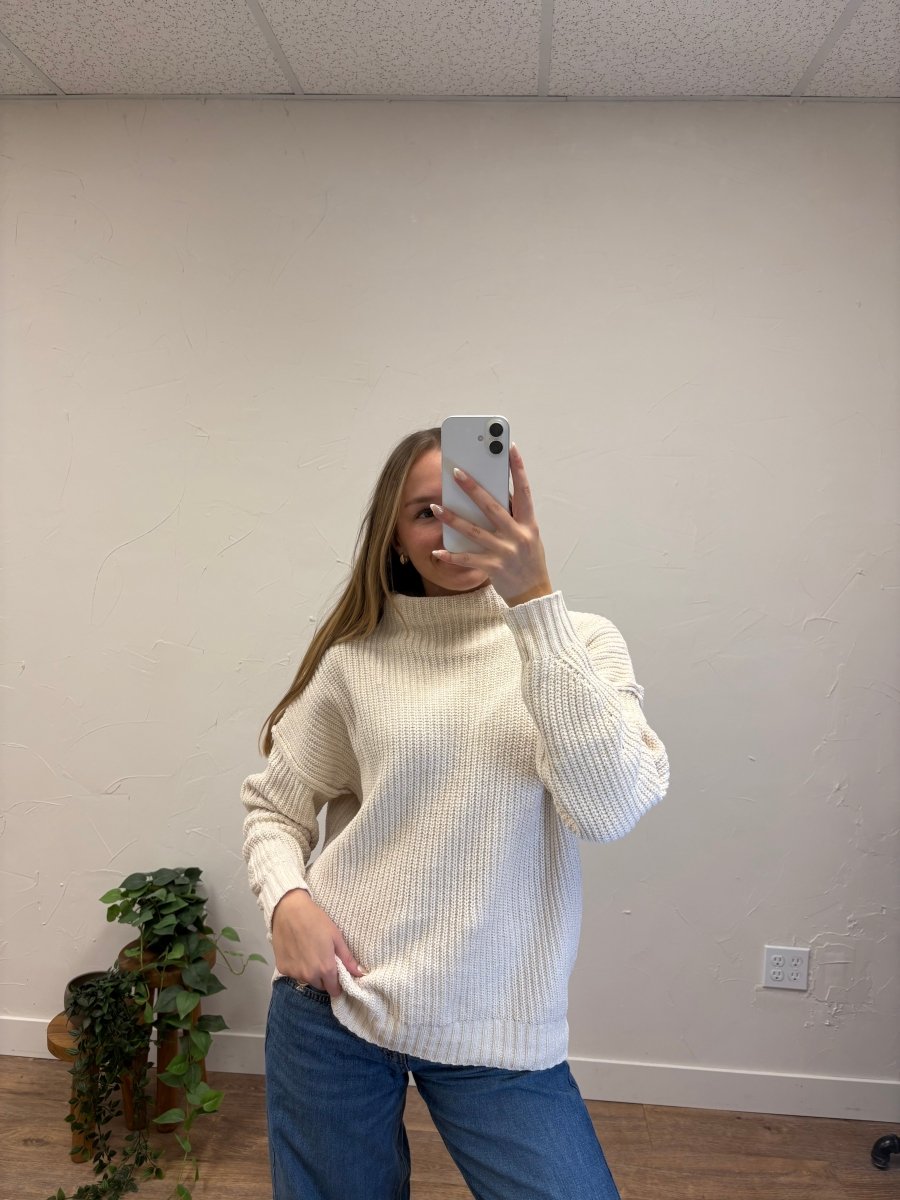 Cowl Neck Thick Knit Sweater - Three:Twelve Boutique - MIOU MUSE