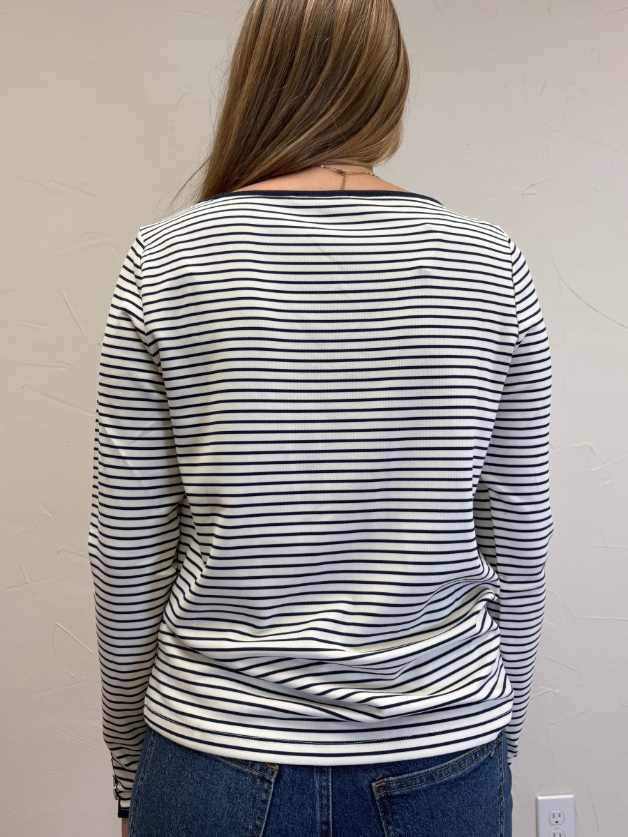 CREW NECK LONG SLEEVE STRIPED JERSEY TOP - Three:Twelve Boutique - Staccato