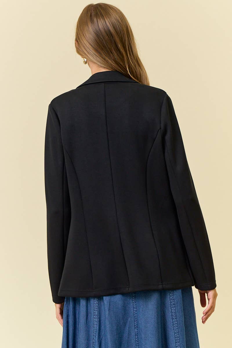 FLAP POCKET LONG SLEEVE BLAZER - Three:Twelve Boutique - Doe and Rae