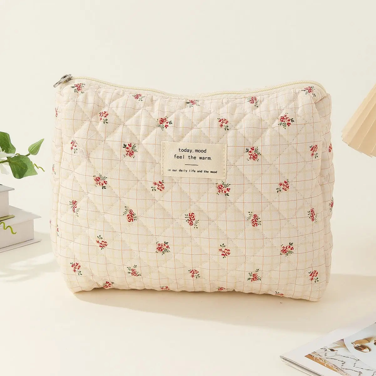 Midi Floral Print Quilted Make Up Bag