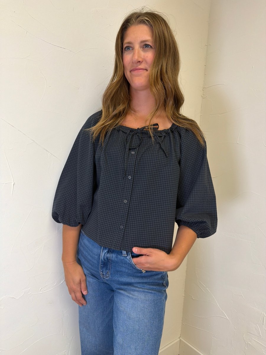 Gingham Peasant Blouse - Three:Twelve Boutique - Wishlist