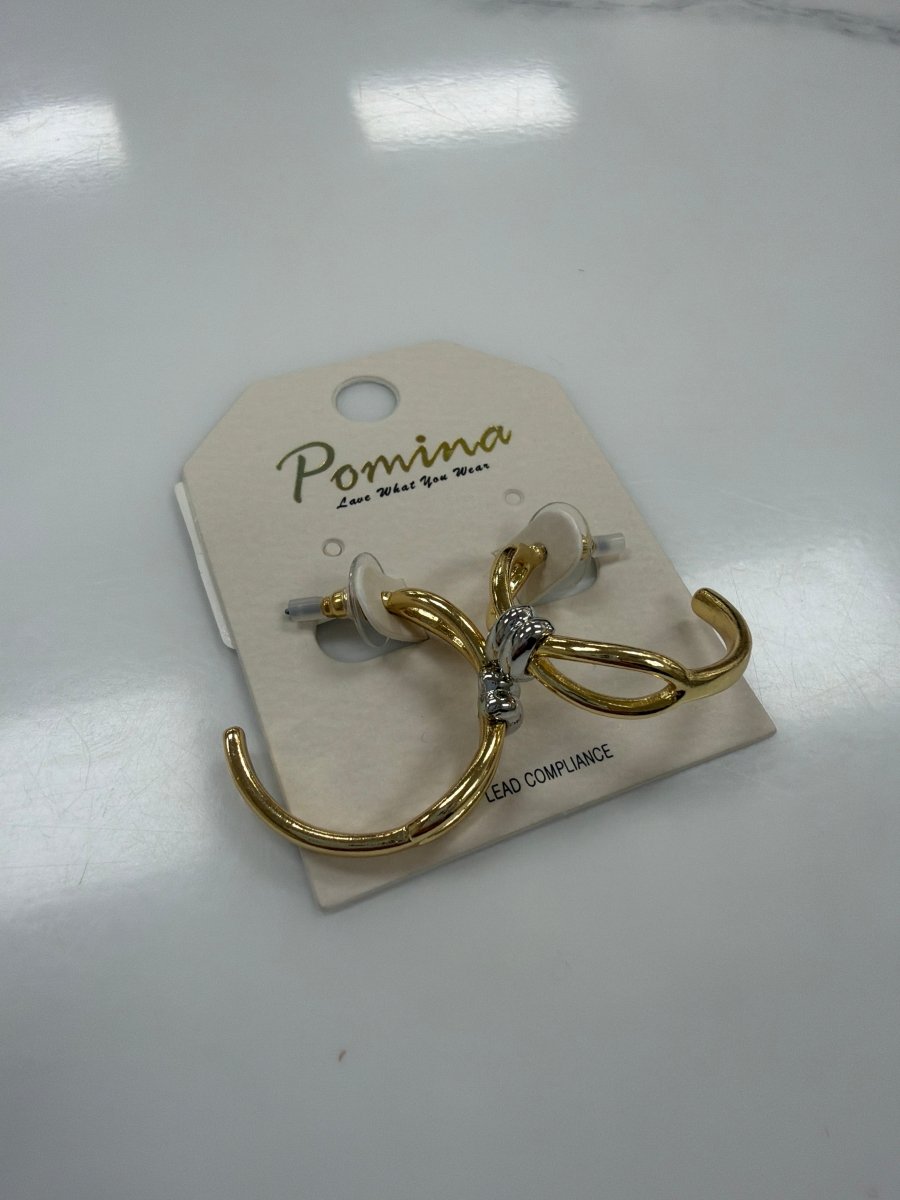HE4408 Gold Open Hoop with Silver Knot Accents 1" Earring - Three:Twelve Boutique - whatshot