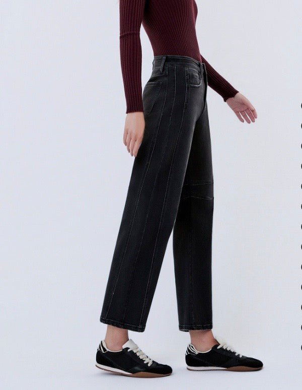 HIGH RISE BLACK ANKLE BARREL LEG JEANS - Three:Twelve Boutique - flyingmonkey