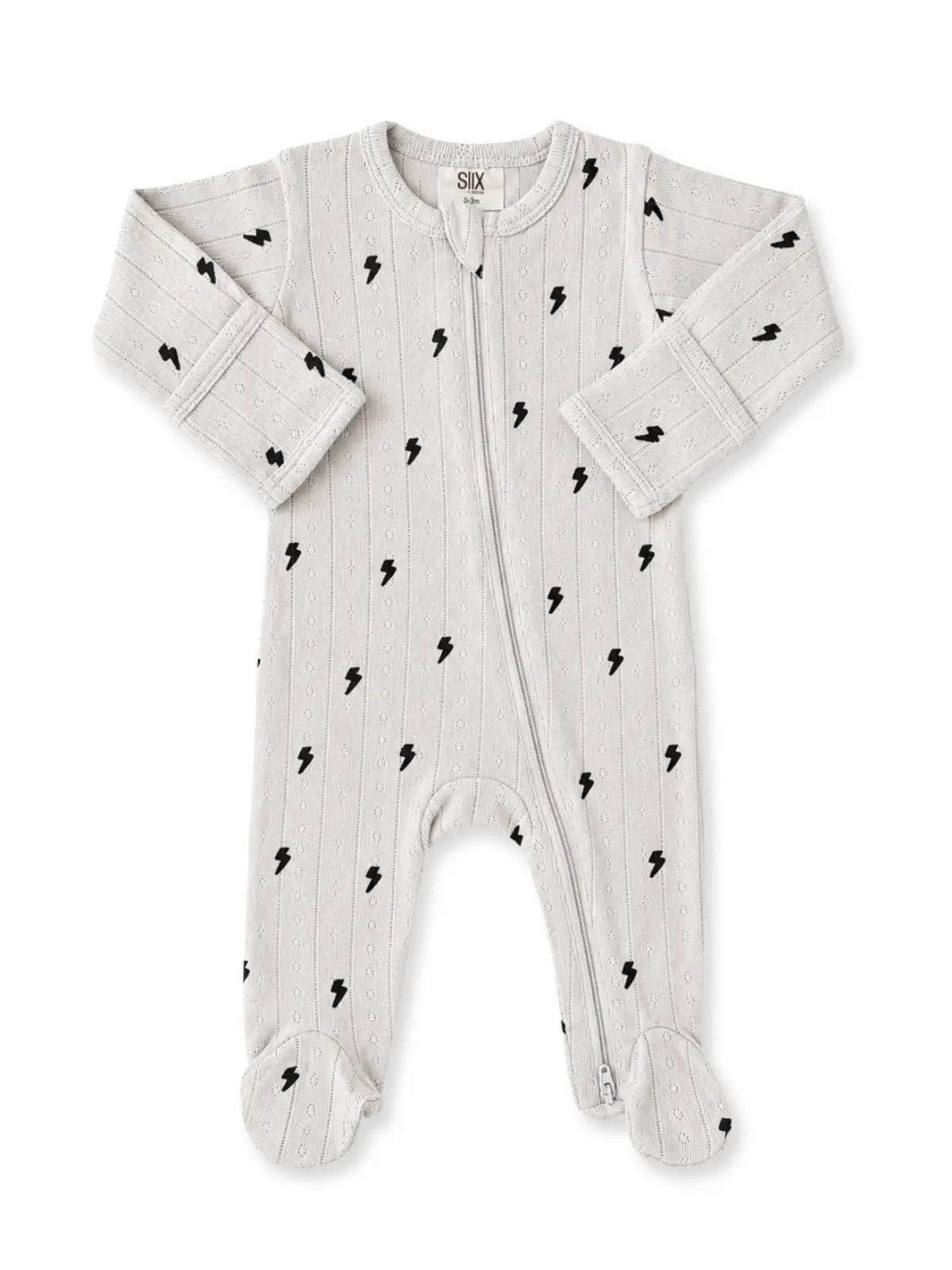 Lightning Bolt Organic Pointelle 2-Way Zip Footie