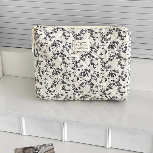 Flower Print Color Block make Up Bag midi