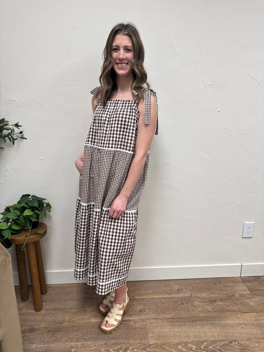 Multi Gingham Tiered Midi Dress - Three:Twelve Boutique - Wishlist