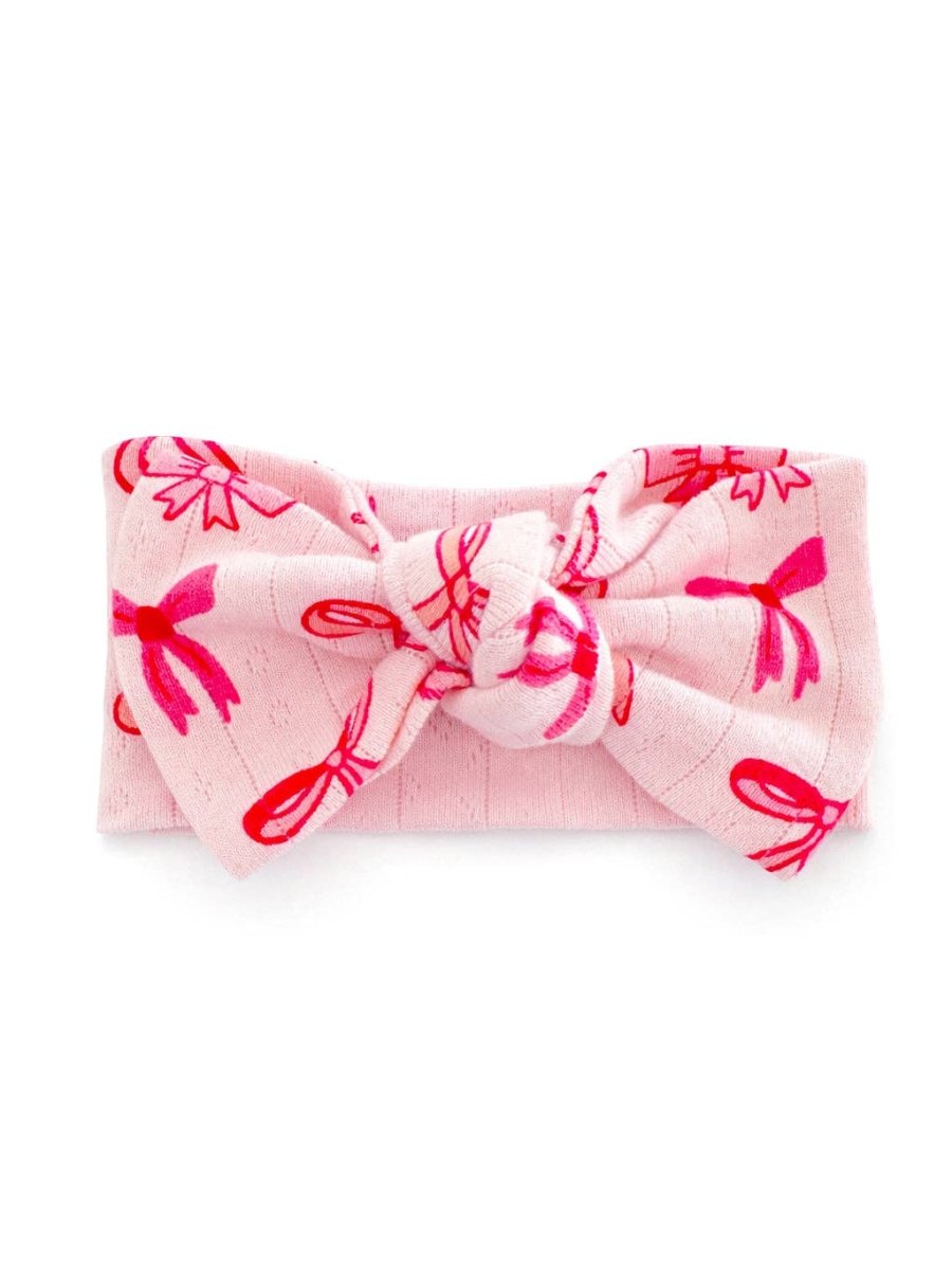 Pink Bows / Organic Pointelle Bow: 0-6M - Three:Twelve Boutique - SIIX Collection