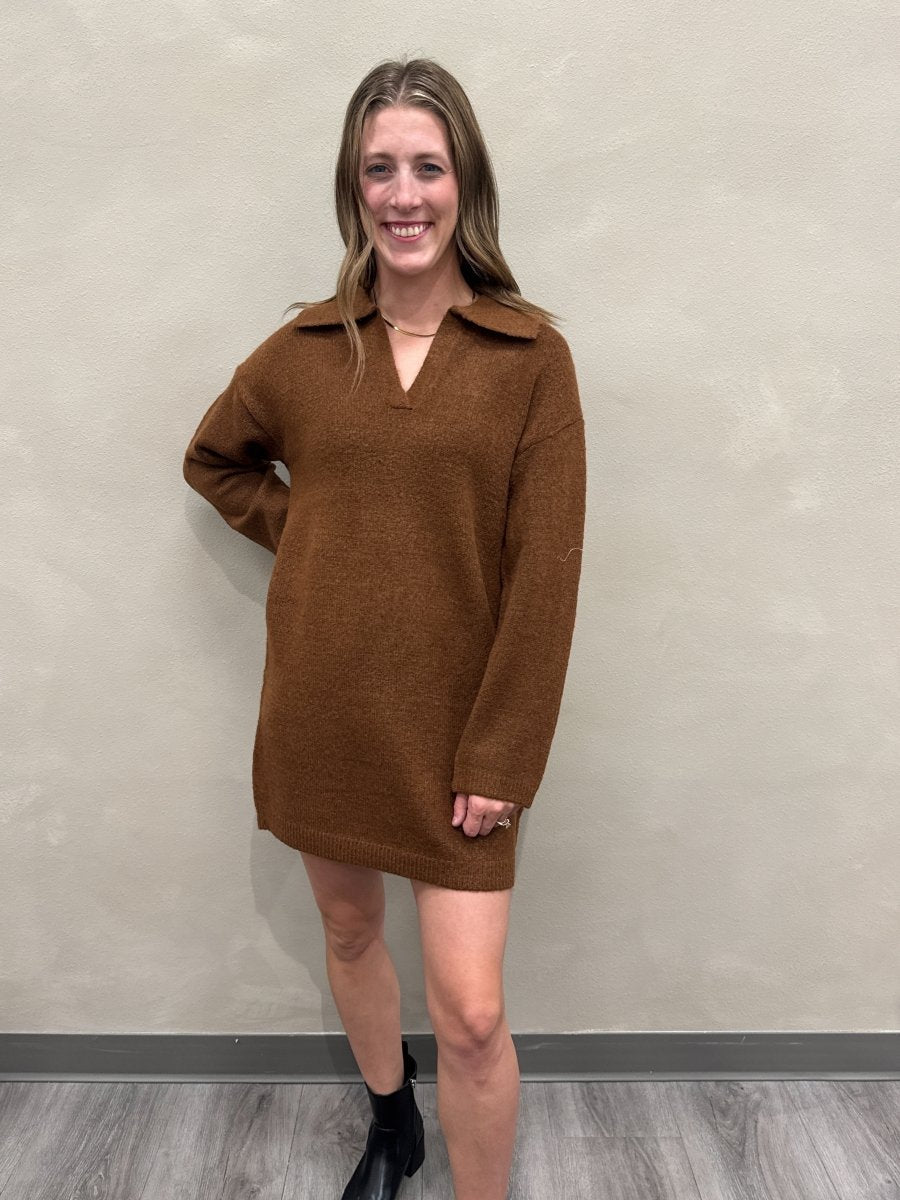 Polo Long Sleeve Sweater Dress - Three:Twelve Boutique - Hyfve