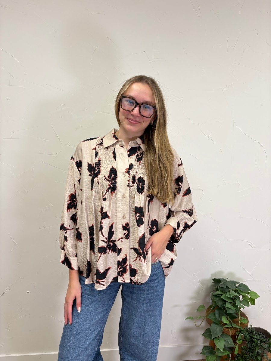 Printed Long Sleeve Floral Shirt - Three:Twelve Boutique - Entro