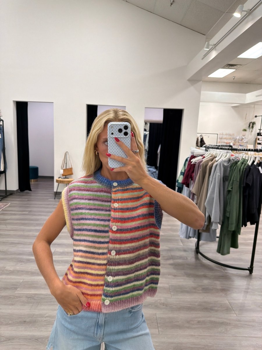 Rainbow Stripe Sweater Vest - Three:Twelve Boutique - Wishlist