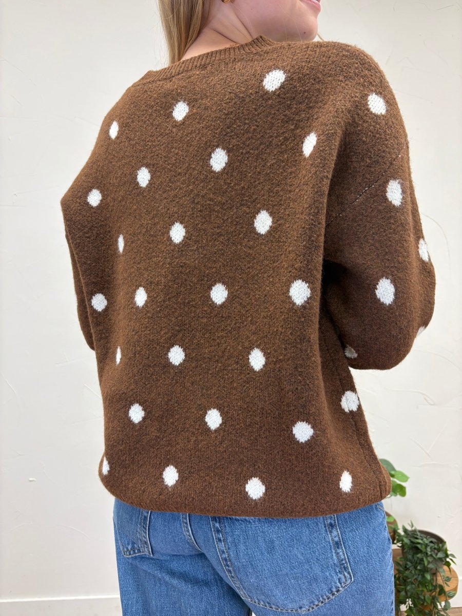 Retro Polka Dot Crew Neck Long Sleeve Knit Sweater - Three:Twelve Boutique - Sunday Edition by LE LIS