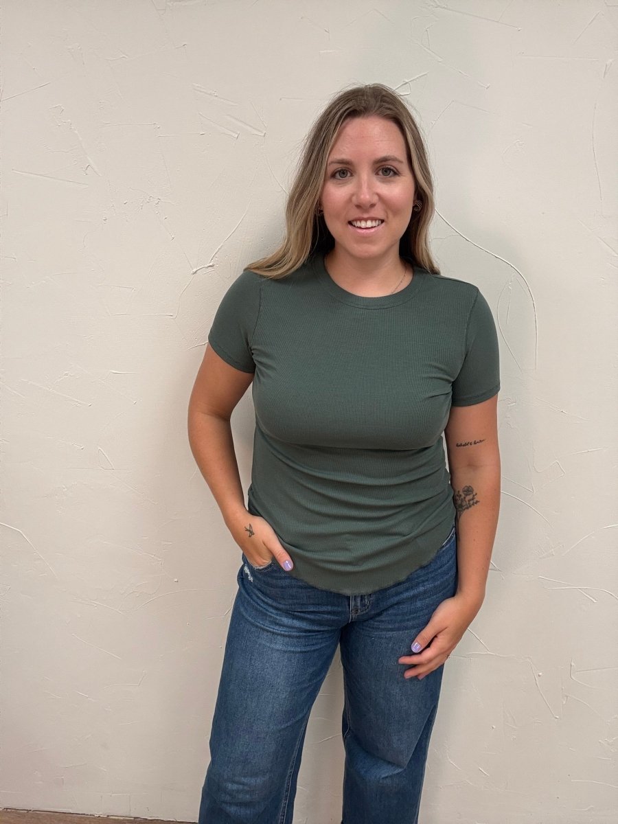 Ribbed Crew Neck Tee - Three:Twelve Boutique - Three:Twelve