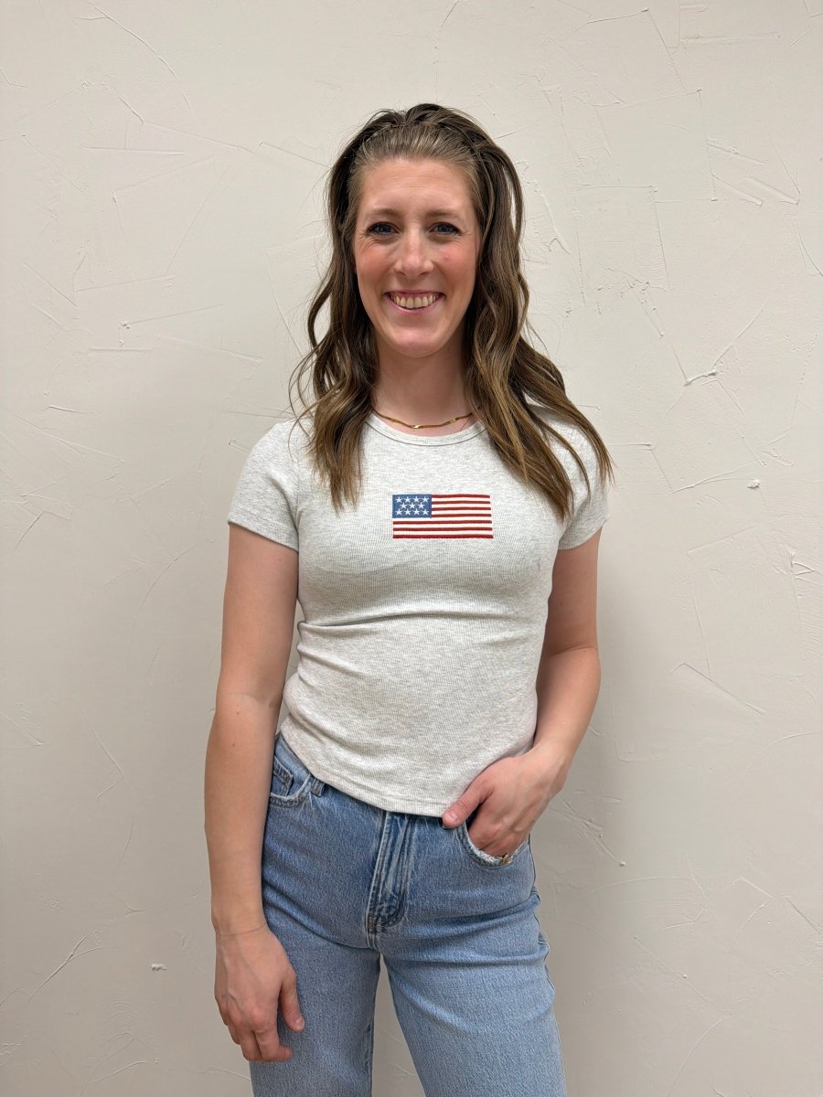 Short Sleeve American Flag Tee - Three:Twelve Boutique - Le Lis