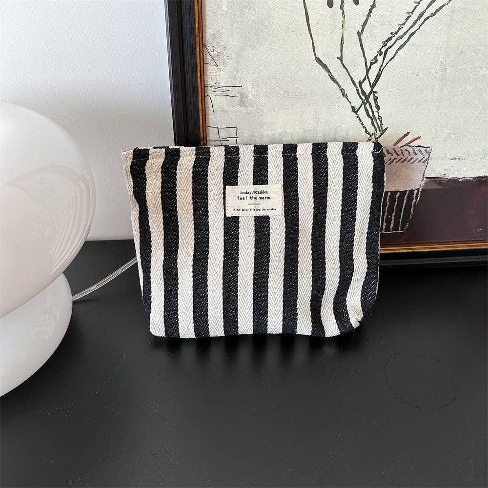 Striped Color Block Make Up Bag: Blue - Three:Twelve Boutique - Dipped Shop