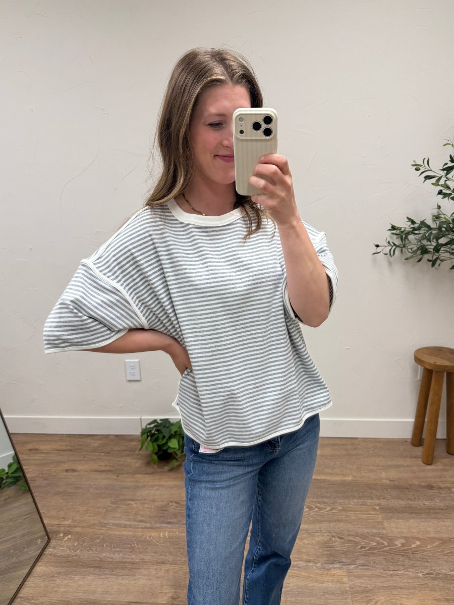 Striped Oversized Knit Top - Three:Twelve Boutique - Sewn + Seen
