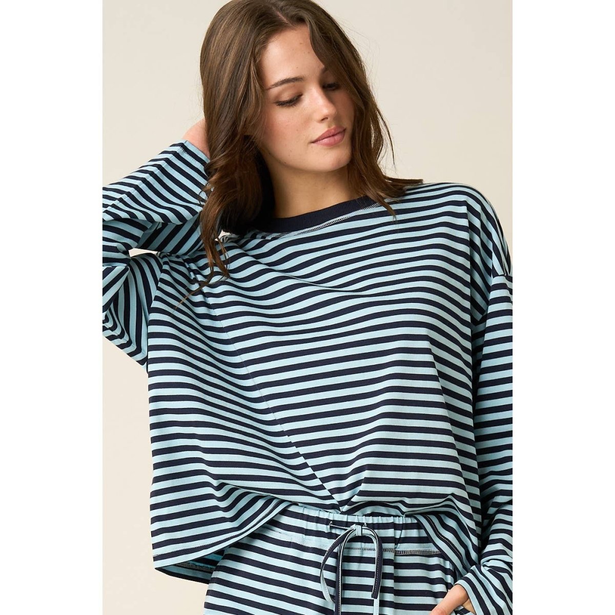 STRIPED PRINT LOUNGE TOP AND PANTS SET - Three:Twelve Boutique - mittoshop
