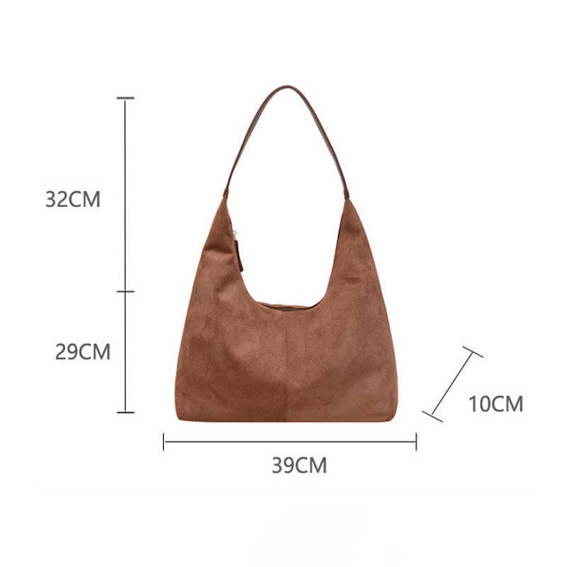 Suede Tote Commuter Underarm Bag : Coffee - Three:Twelve Boutique - Dipped Shop