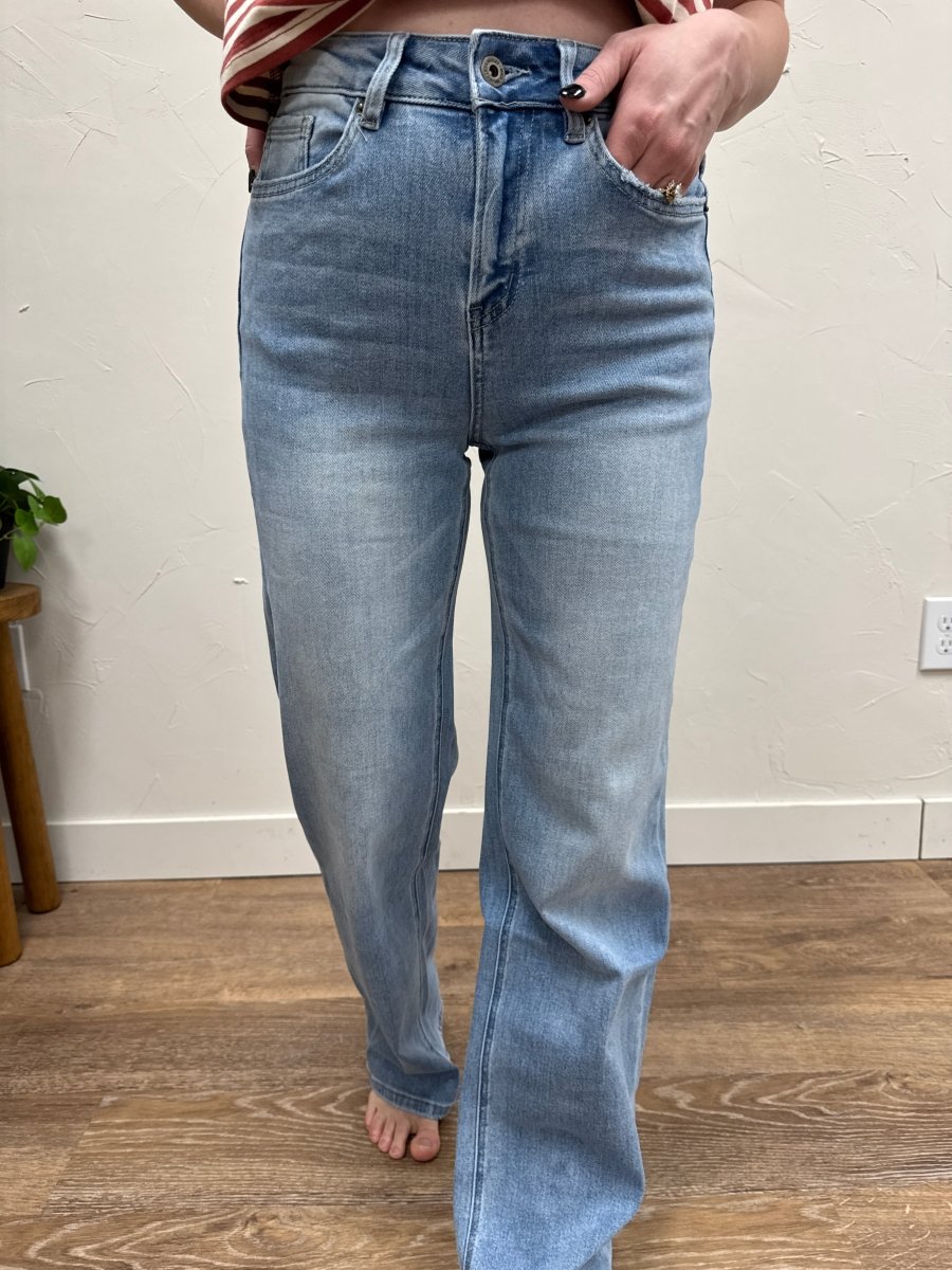 Super High Rise Straight Leg Loose Fit - Three:Twelve Boutique - mica denim