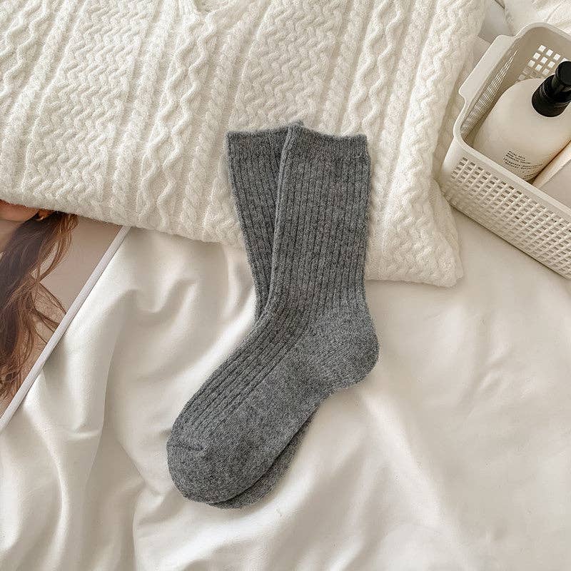 Thicken Plush Crew Socks : Grey / One Size - Three:Twelve Boutique - Dipped Shop