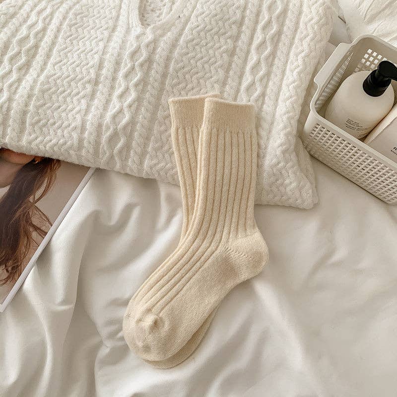 Thicken Plush Crew Socks : White / One Size - Three:Twelve Boutique - Dipped Shop