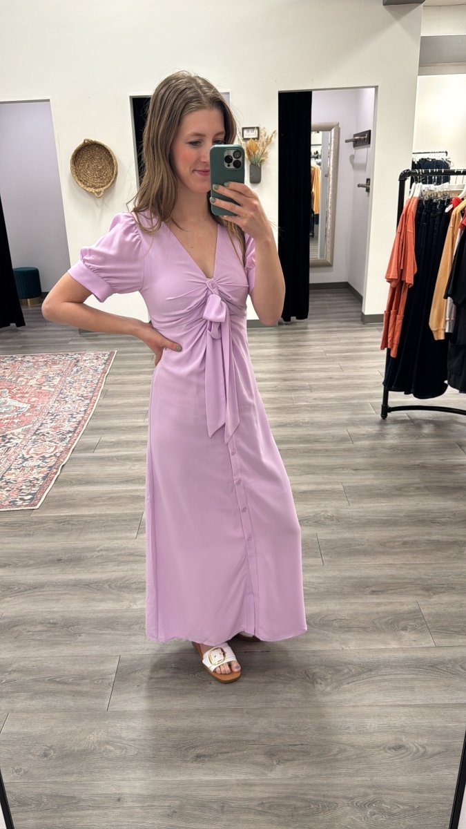 Tie Front Midi Dress - Three:Twelve Boutique - Skies Are Blue Clothing