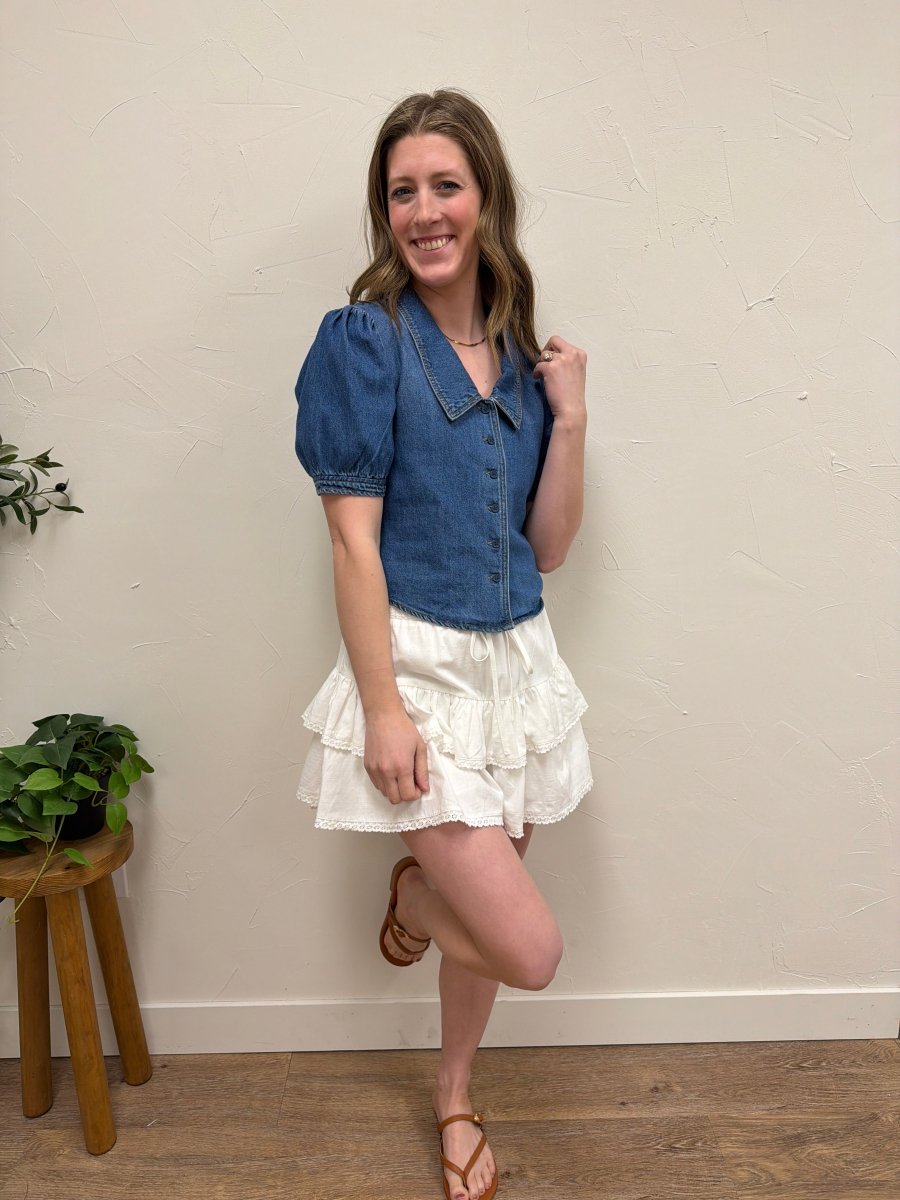 Tiered Ruffle Detail Skort – Flowy Layered Mini Skirt Shorts - Three:Twelve Boutique - mustardseed