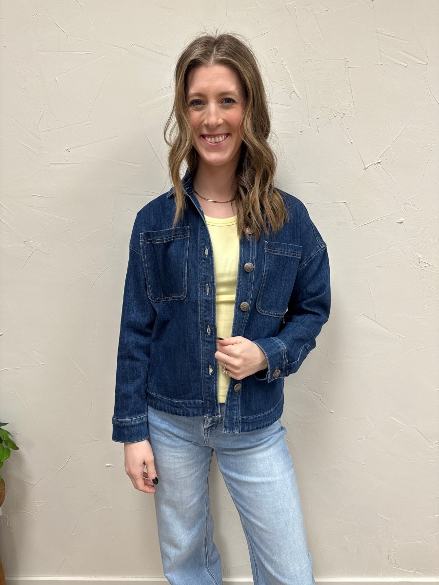 Washed Hi Low Shacket - Three:Twelve Boutique - mica denim