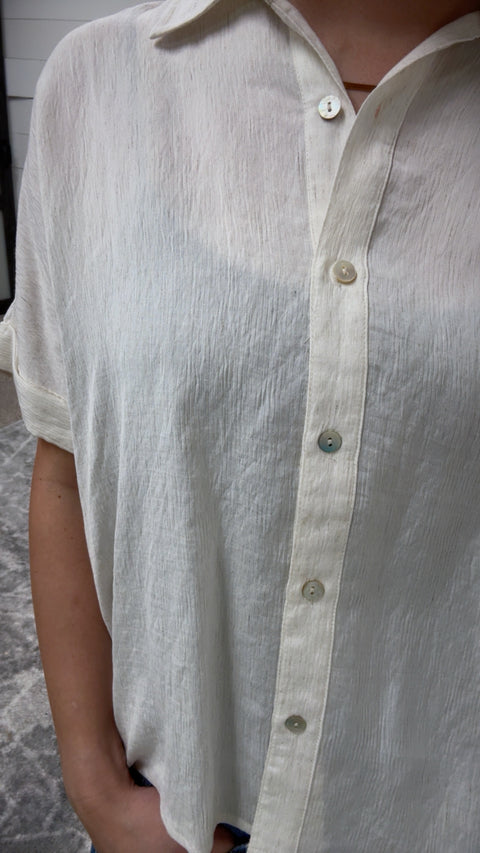 TEXTURED SHORT SLEEVE COLLAR SHIRT