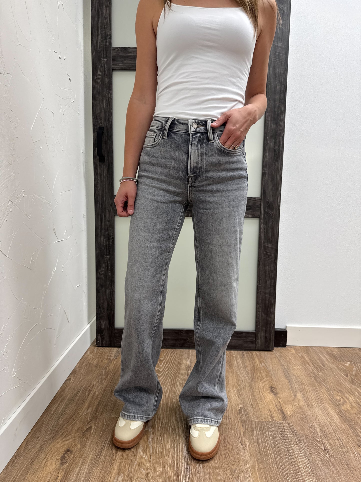 High Rise Full Length Wide Leg Jeans Vervet