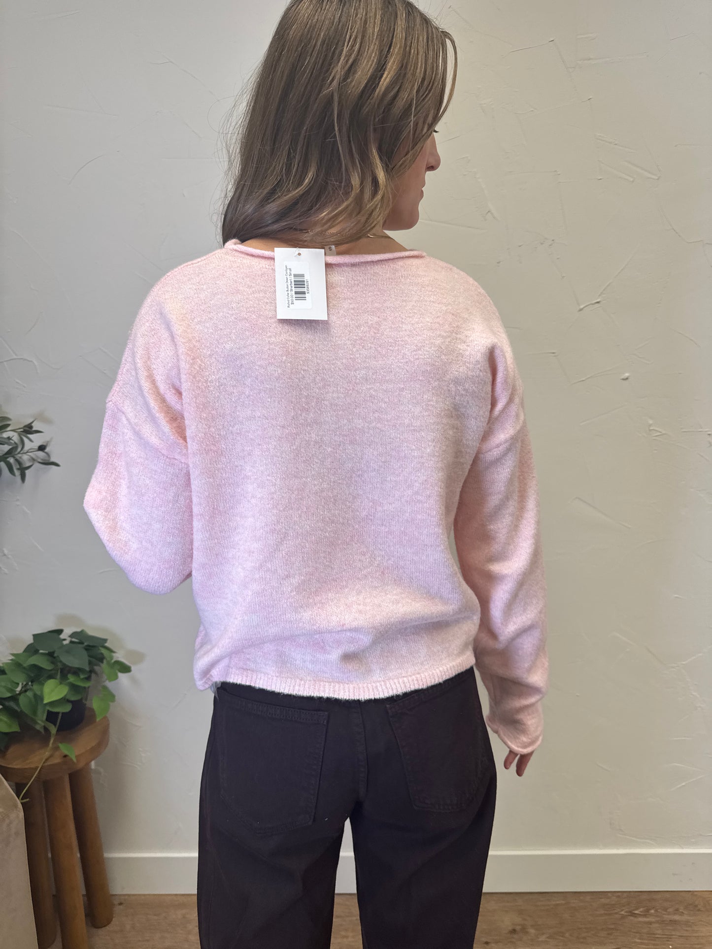 Rolled Collar Button Down Cardigan