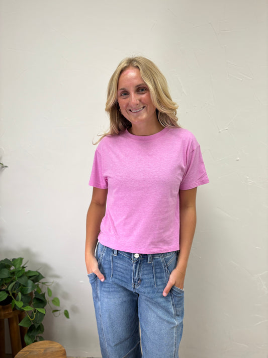 COTTON CREW SHORT SLEEVE CROPPED T-SHIRT