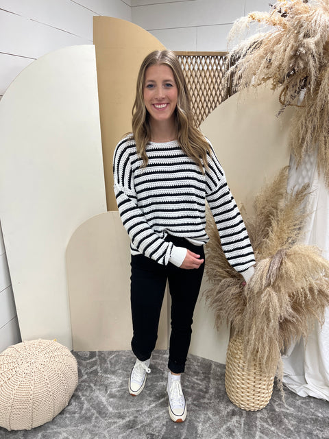 Relaxed Striped Knit Sweater