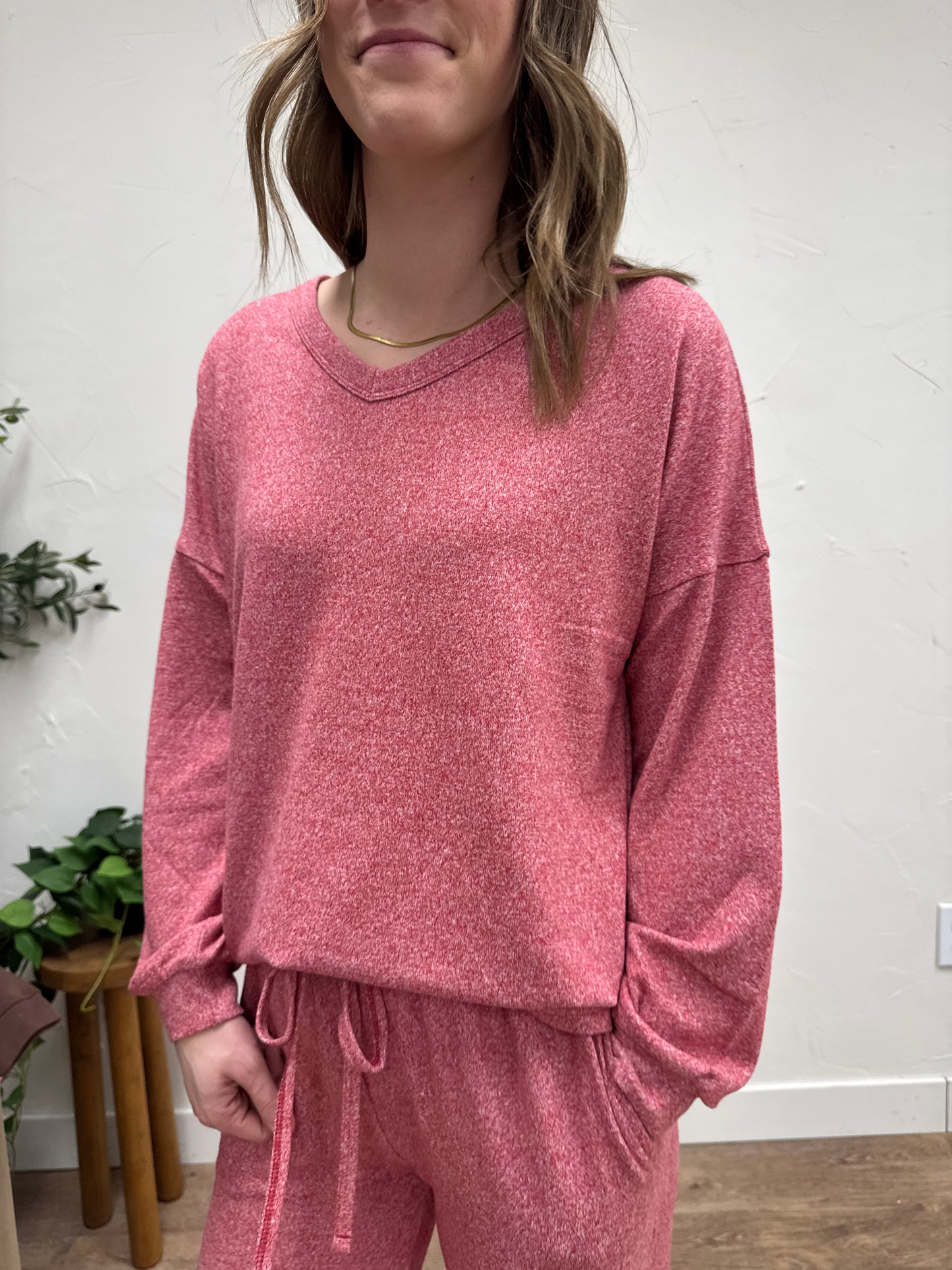 SOFT MELANGE LONG SLEEVE TEE & PANTS SET