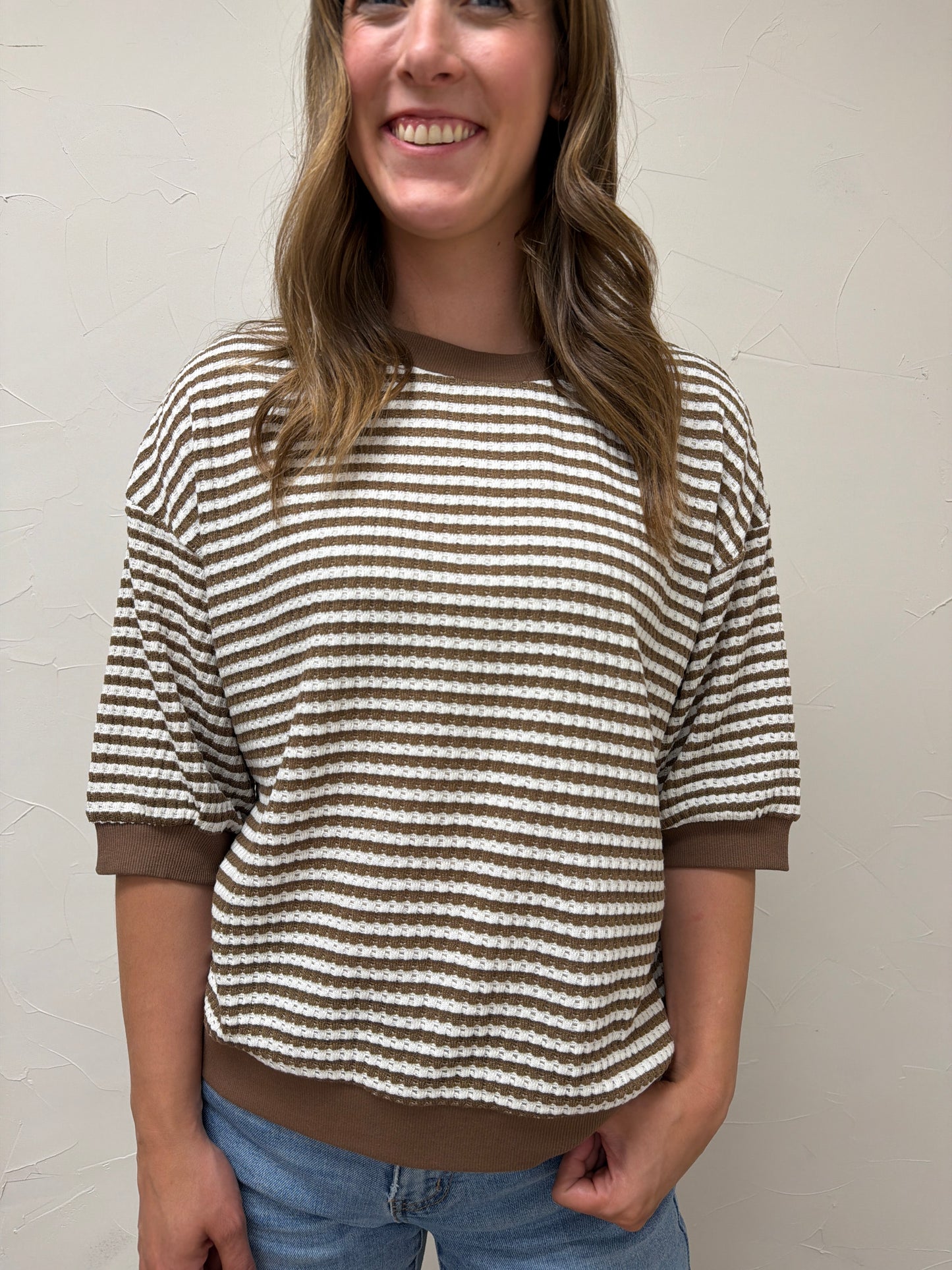 Textured Stripe Knit Top
