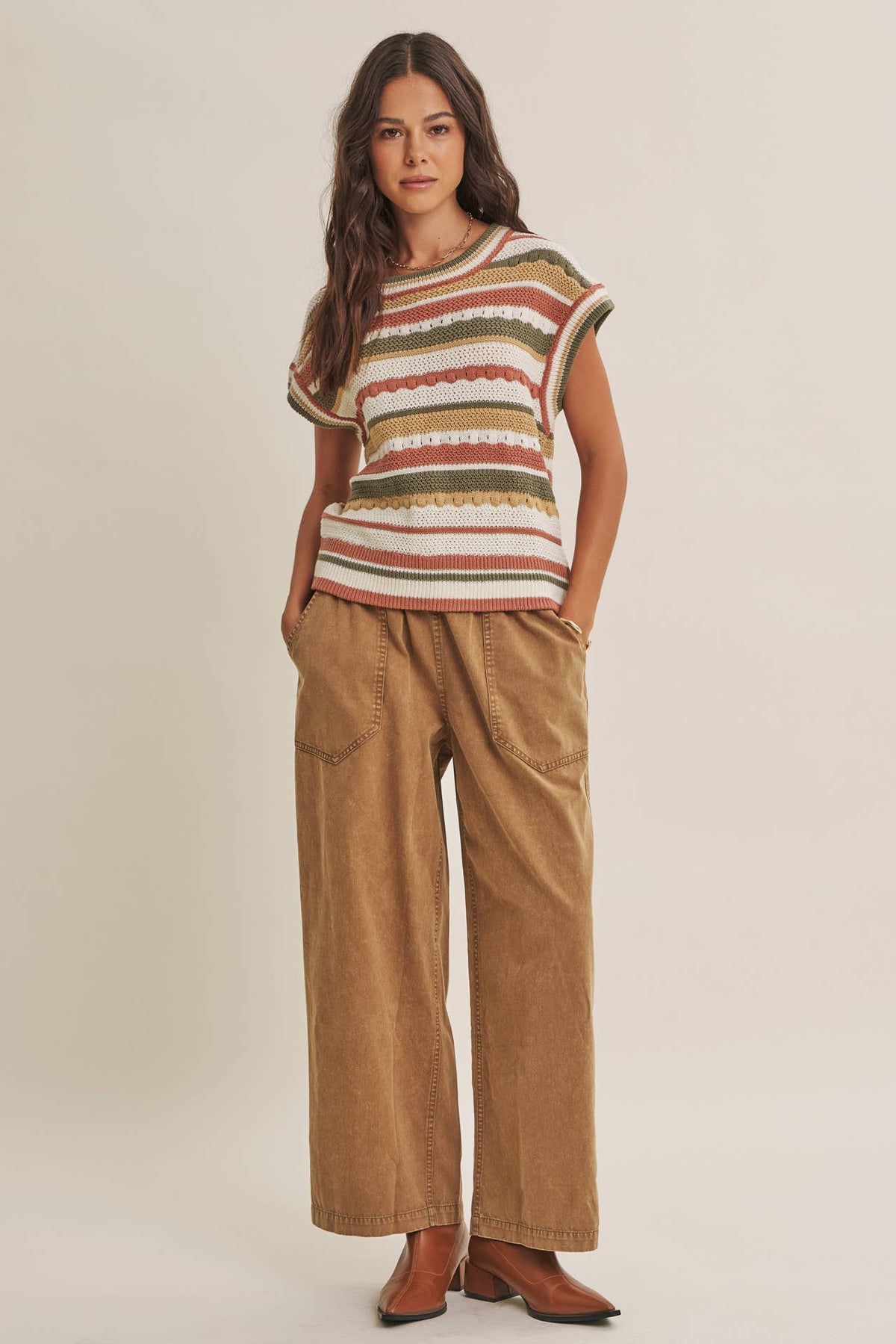 TEXTURED STRIPE SWEATER VEST