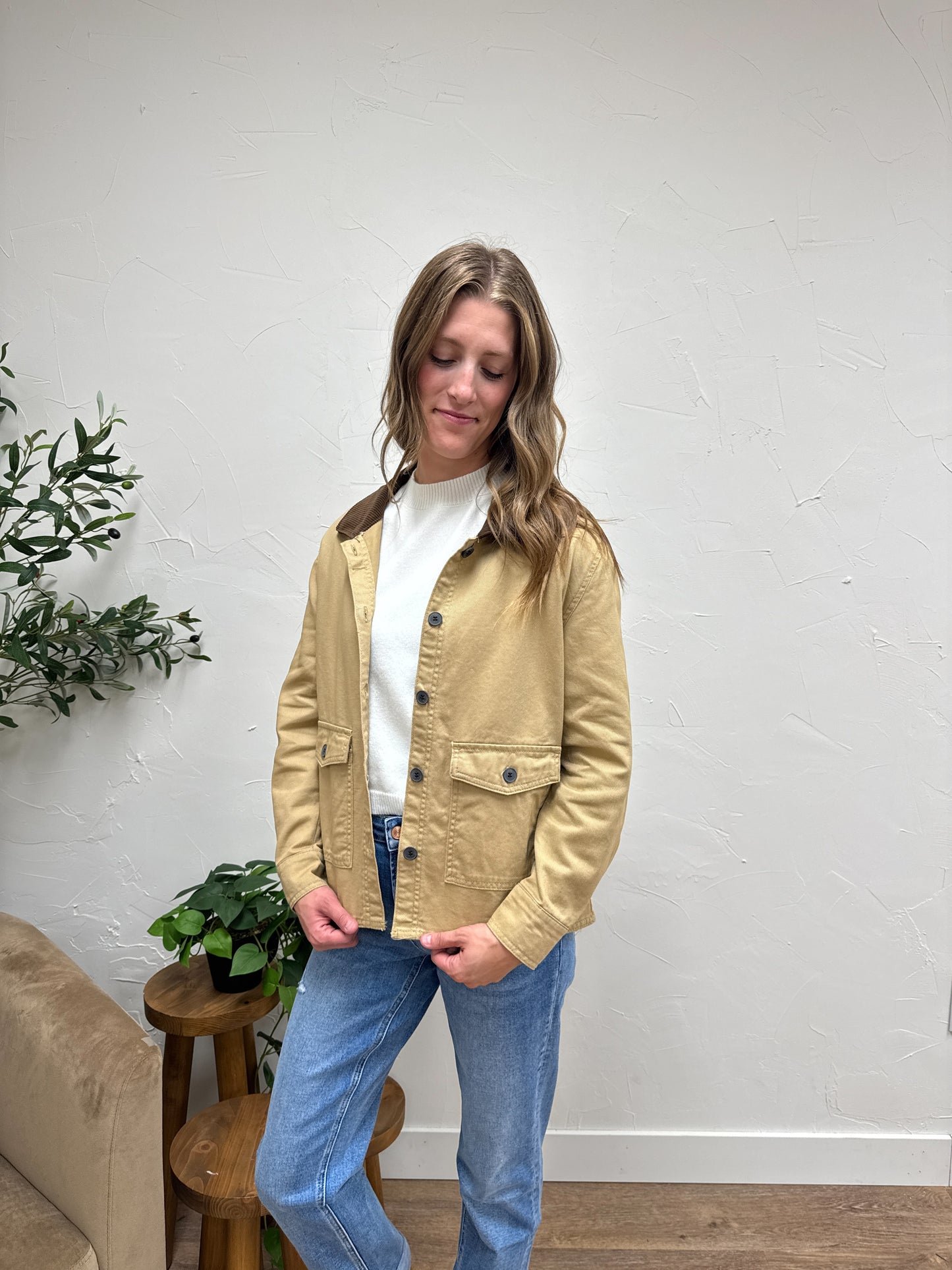 Work Jacket with Corduroy Collar
