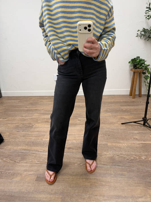 High rise straight fit jeans