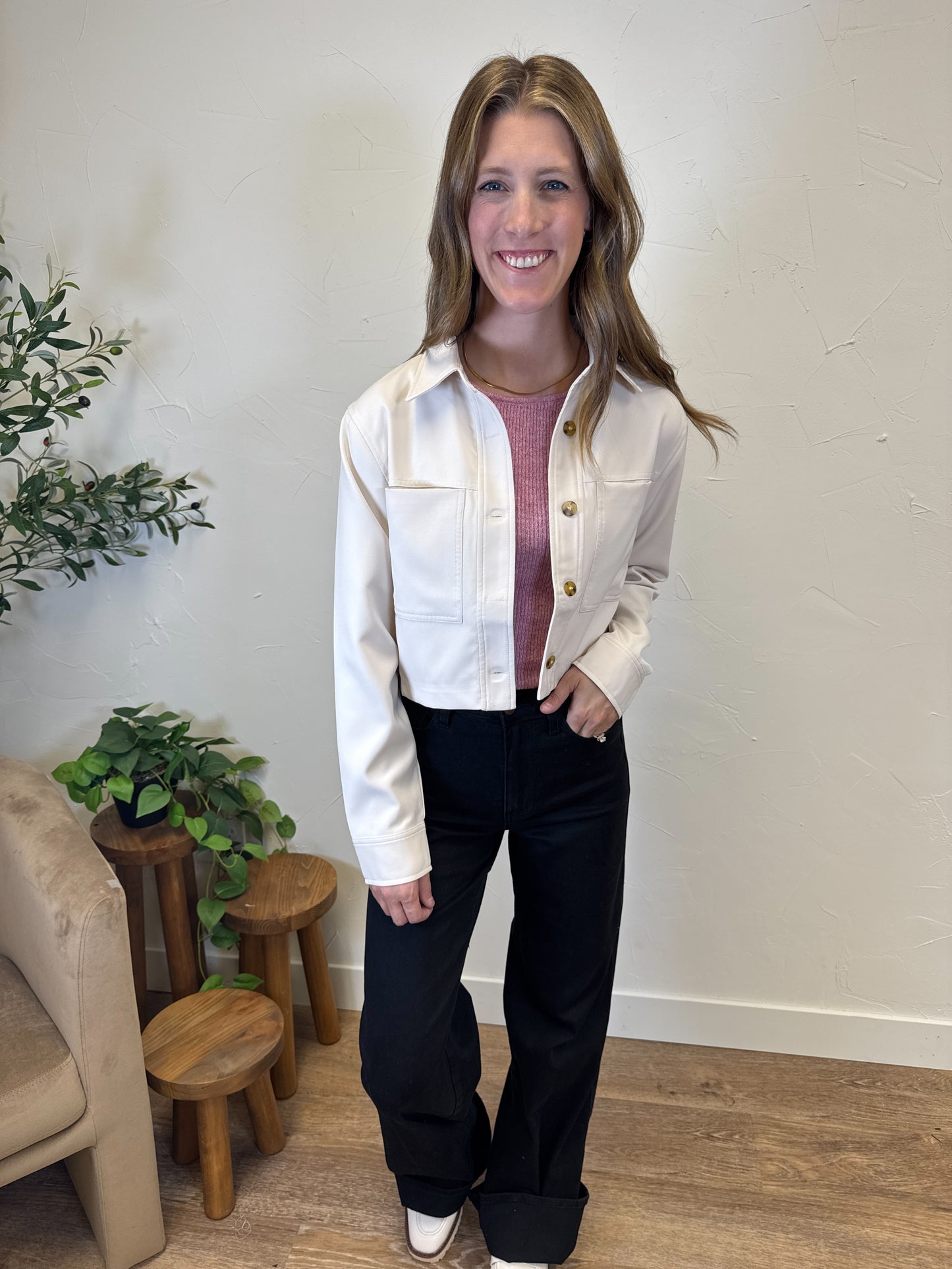Button Down Cropped Jacket