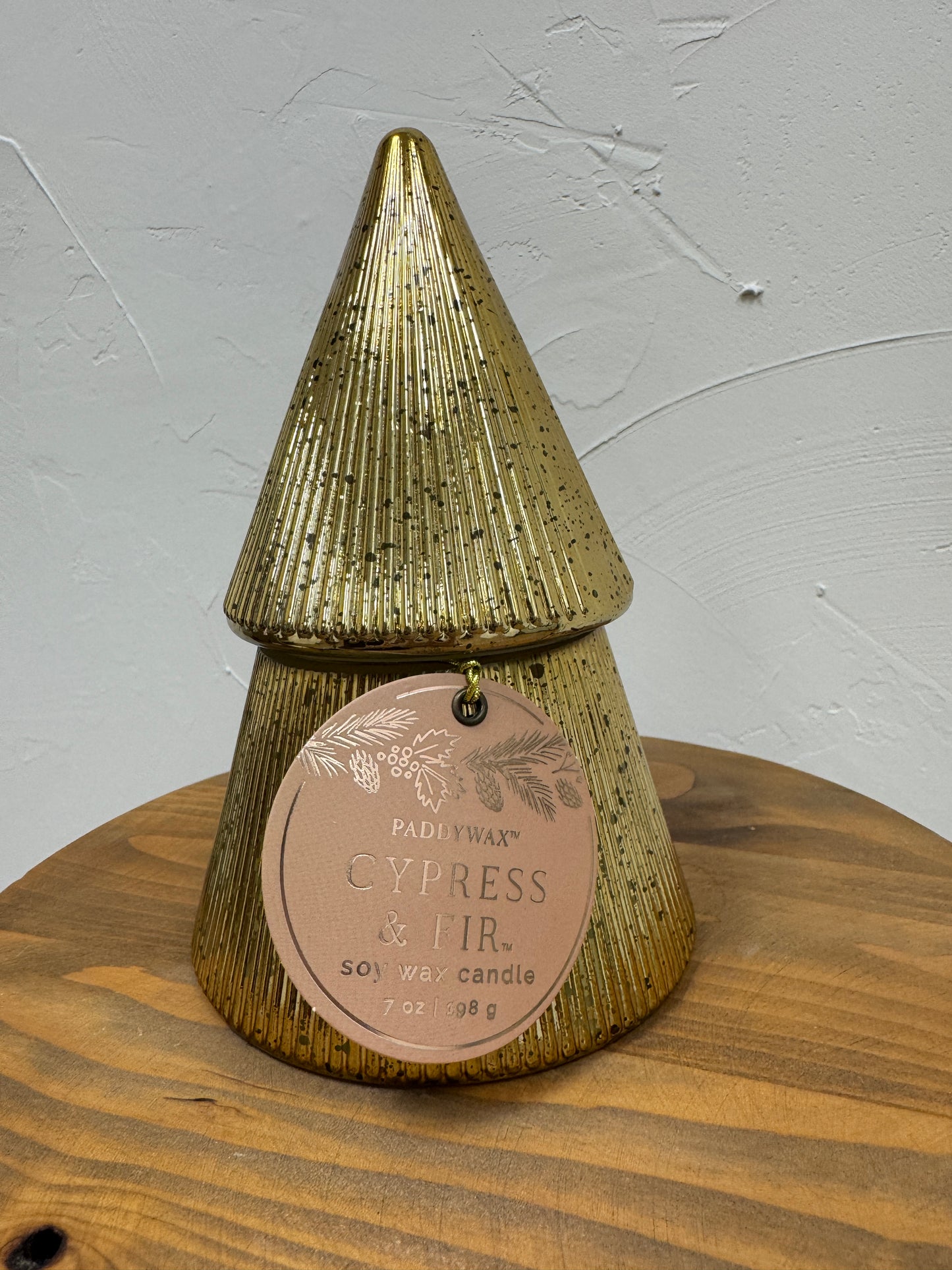 Ribbed Stacked Tree Candle Paddywax Cypress Fir