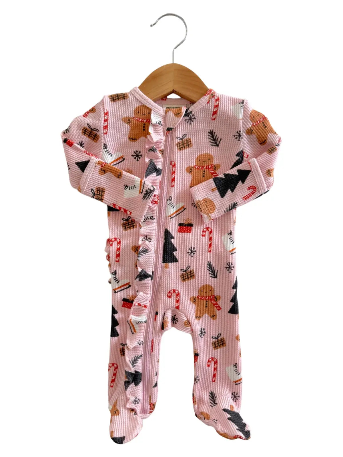 Gingerbread Blush – Organic Waffle Ruffle Footie